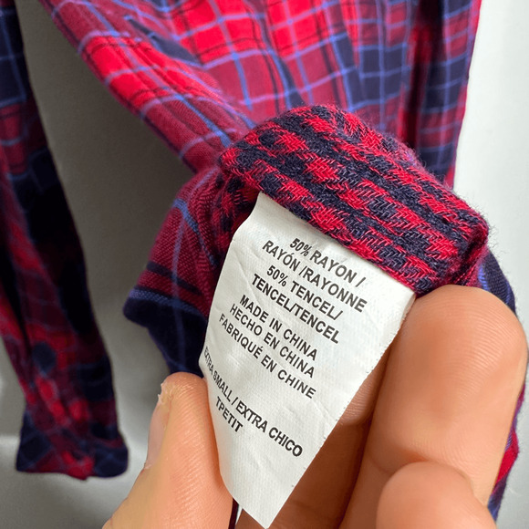 Rails Kendra Plaid Shirt Red Blue Button Down flannel soft womens XS - Picture 6 of 7